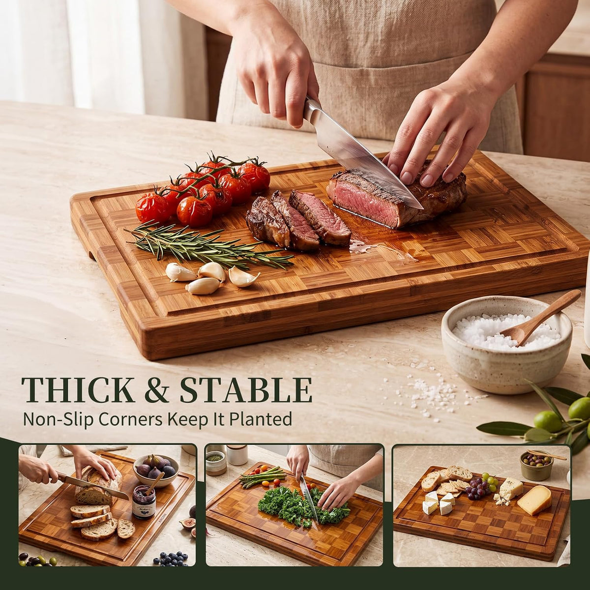 Extra Large Bamboo Cutting Board, Wood Cutting Boards for Kitchen