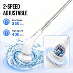 Durable Wireless Electric Spin Scrubber with Charging Station, Powerful Motor, IPX7 Wet-Safe Full-Body Moisture Resistance, 4 Replaceable Heads, 3 Adjustable Extension Rods, Dual-Speed Control, Handle, for Bathroom & Specialty Kitchen Home Essentials