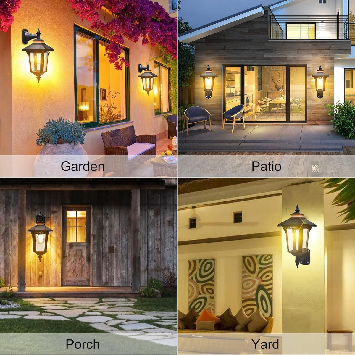 2 Pack Solar Wall Lantern Lights Outdoor with 3 Modes, Motion Sensor