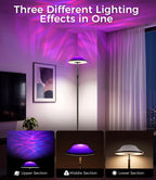 Uplighter LED Floor Lamp | RGB & Water Ripple Dynamic, Warm Cool White Light Standing Lamp with Remote Control, 3000K-6000K, Color-Changing Lighting for Living Room, Bedroom and Gaming Room