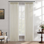 Pinch Pleated Linen Curtains 90 Inches Long Semi Sheer 2 Panels Natural