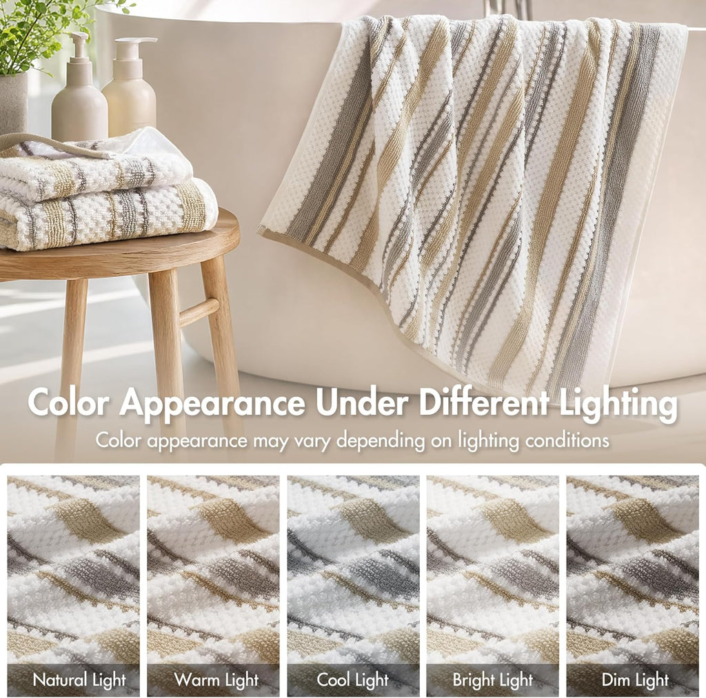 Sutton Stripe 6 Piece Cotton Bath Towel Set, Neutral