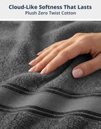 Bath Towel Set 100% Cotton 18 Piece Soft Absorbent - Grey