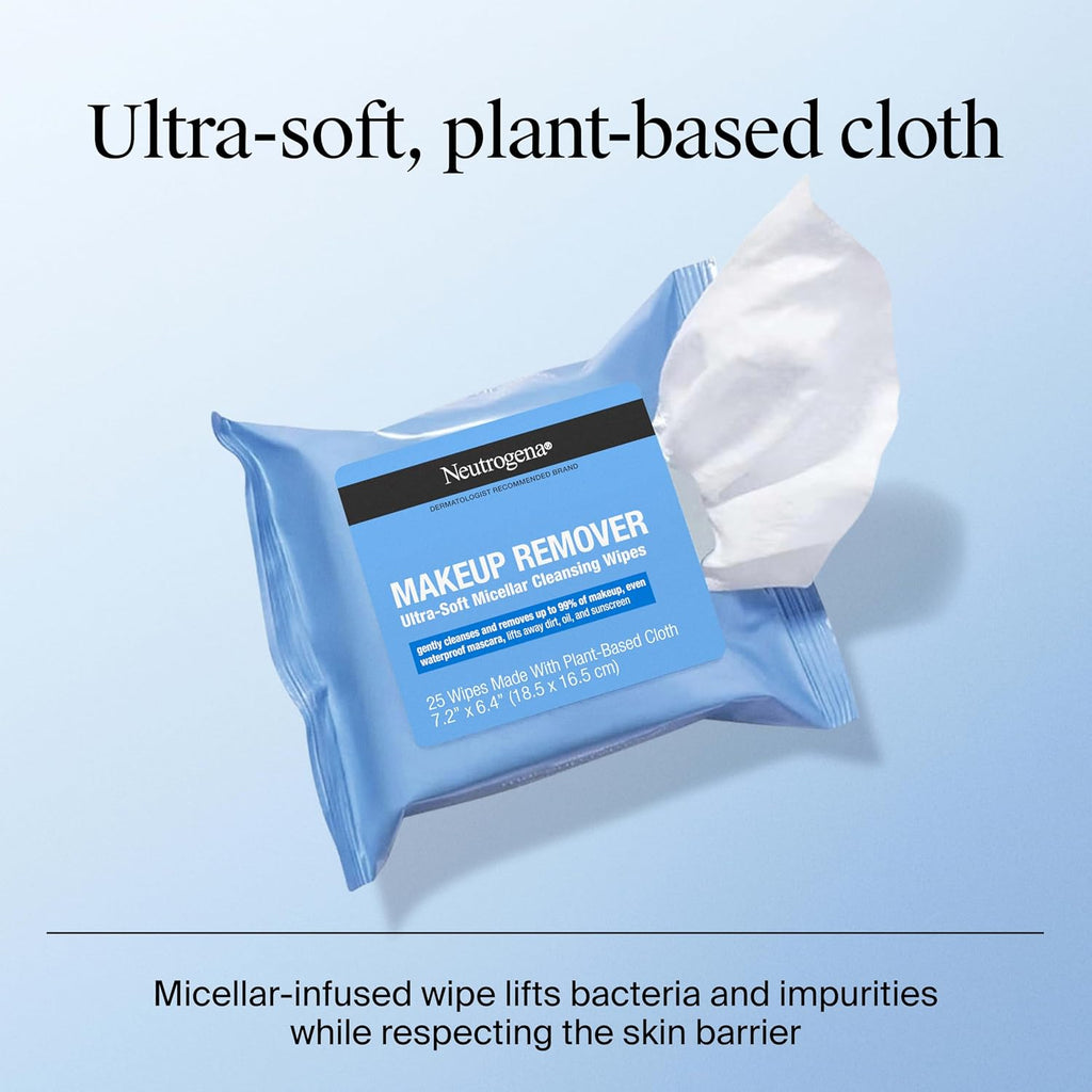 Makeup Remover Micellar Wipes, 2 Pack of 25 Ct