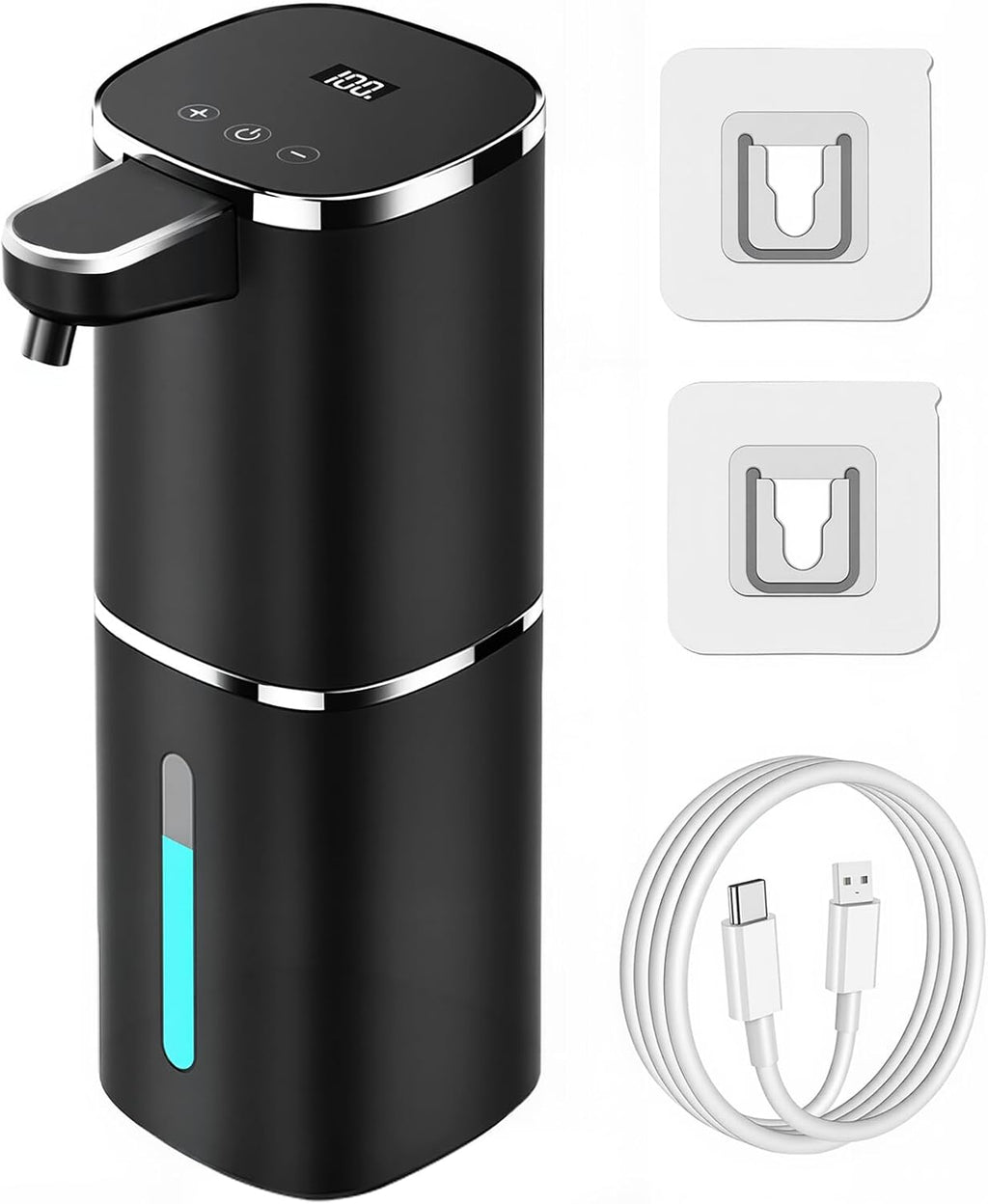 Automatic Liquid Soap Dispenser Touchless, USB Rechargeable Smart Hand Soap Dispenser, 9-Level Adjustable, Physical Button Operation, 13.5Oz/400Ml Wall Mounted for Bathroom Kitchen Dish Soap