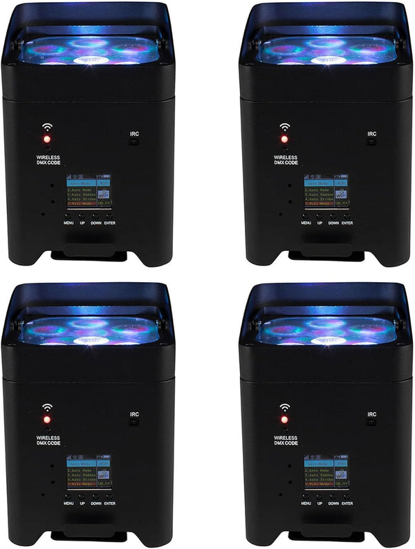 Rechargeable Wireless Stage Light, 6X18W Par Can Lights, 4 Pack