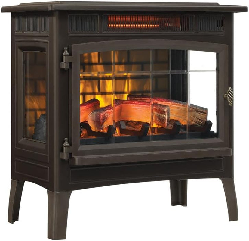 Freestanding Electric Fireplace Stove Heater with 3D Flame Effect for 1,000 Sq. Ft. Room, Cream