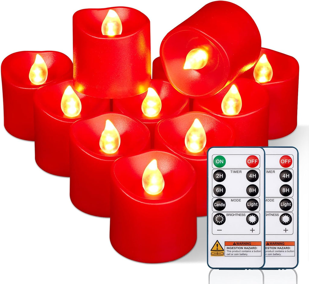 Black Flameless LED Votive Tealight Candles & Timer Remote, 12Pack