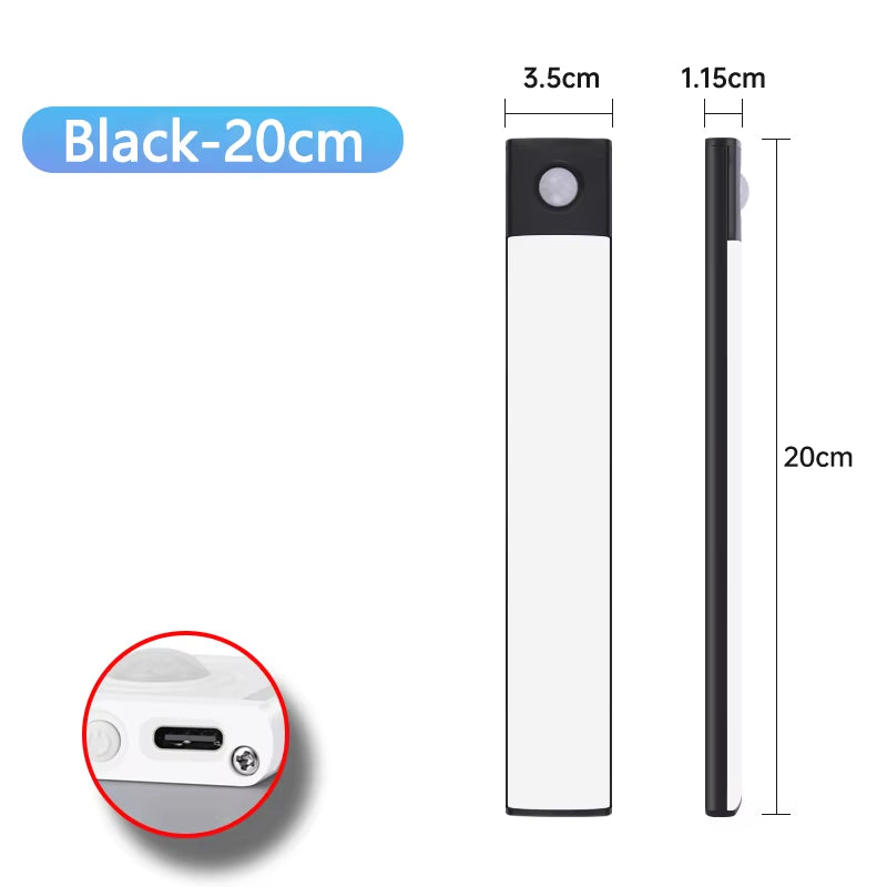 Motion Sensor Night Light USB Rechargeable Wireless Lamp under Cabinet Led Lights for Kitchen Cabinet Bedroom Wardrobe Lighting