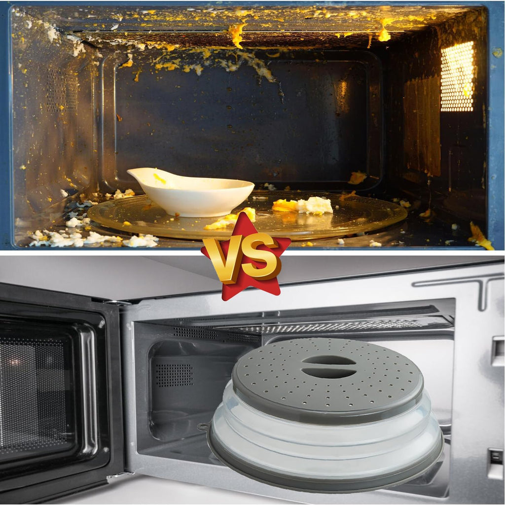 Microwave Splatter Cover Vented for Food, Splatter Guard & Colander Kitchen Gadget for Fruit Vegetables Microwave Plate Cover with Hook Hole,Dishwasher-Safe,Bpa-Free Silicone & Plastic (1 Pack)