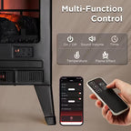 1400 W Suburbs 25 In. Wifi-Enabled Electric Fireplace Infrared Quartz Heater, Crackling Sound Freestanding Heater, Black