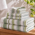 Sutton Stripe 6 Piece Cotton Bath Towel Set, Neutral