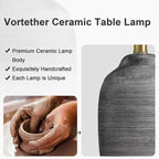 24.5" Ceramic Rustic Lamp for Living Room with Pre-Attached Shade