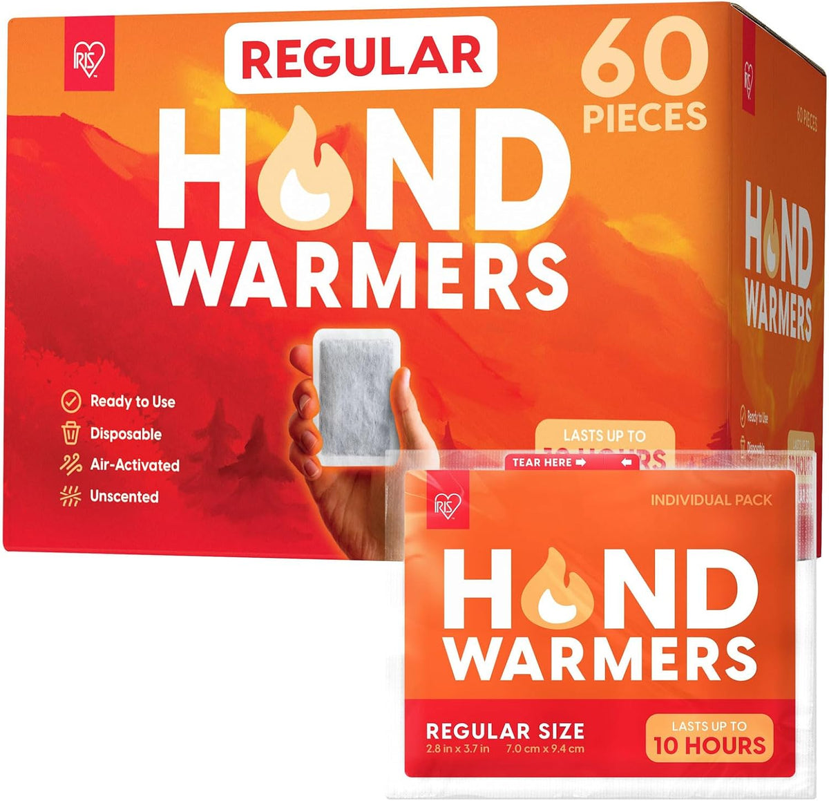 Hand Warmers, Regular/Large/Jumbo, 30/60 Individual Warmers, Regular/Adhesive Body Warmers up to 10/12/18 Hours Disposable Handwarmer Bulk for Hot Hands Feet Chest Back, Tsa-Approved, Camping