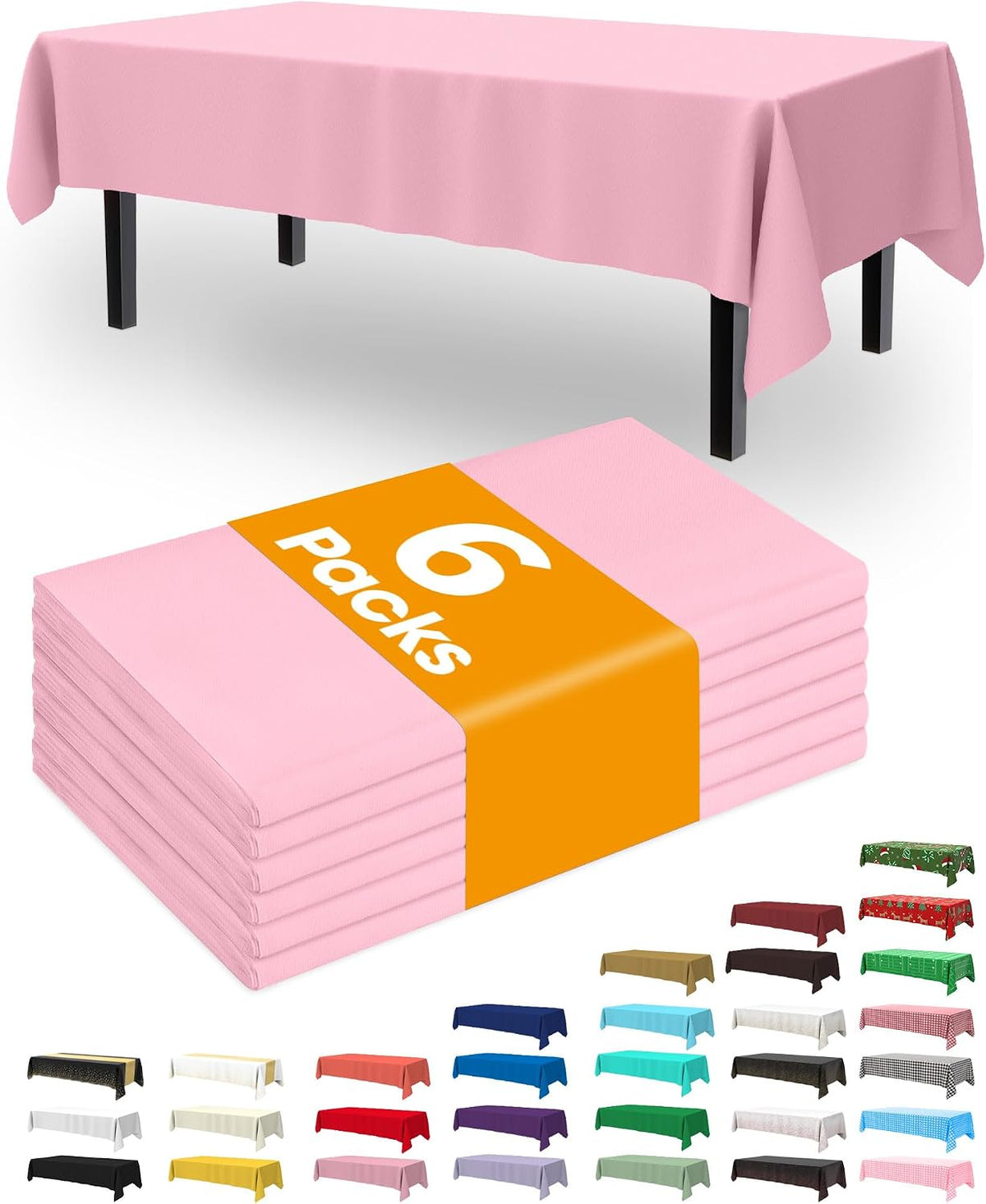 Thanksgiving Tablecloths 6 Pack, 54 X 108 Inch, Pumpkin Harvest