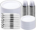 350 Piece Black Gold Dinnerware Set for 50 Guests