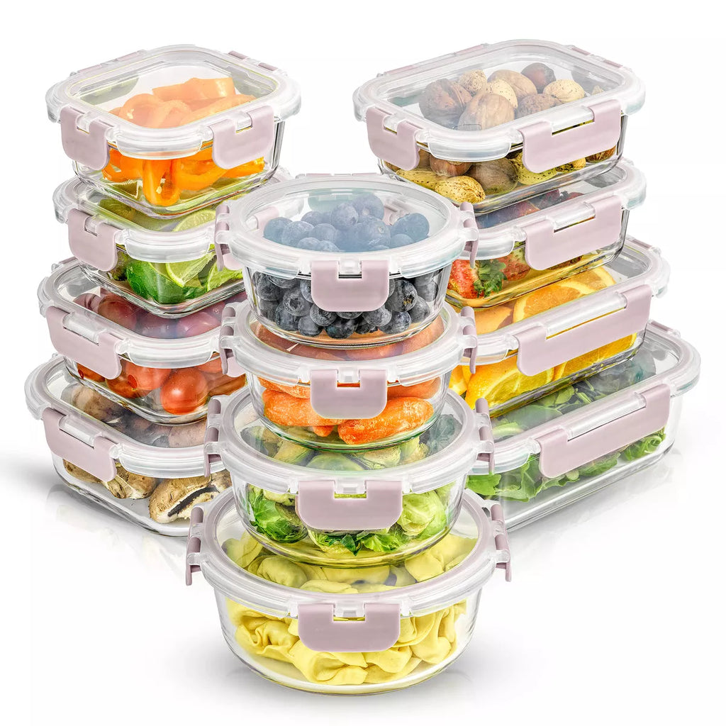 Joyful by Joyjolt 24 Piece Glass Storage Containers with Leakproof Lids Set