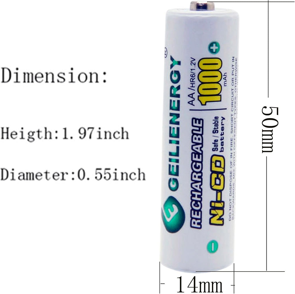 Solar Light AA Ni-Cd 1000Mah Rechargable Batteries,Aa Rechargeable Batteries for Solar Lights Solar Lamp(Pack of 8)