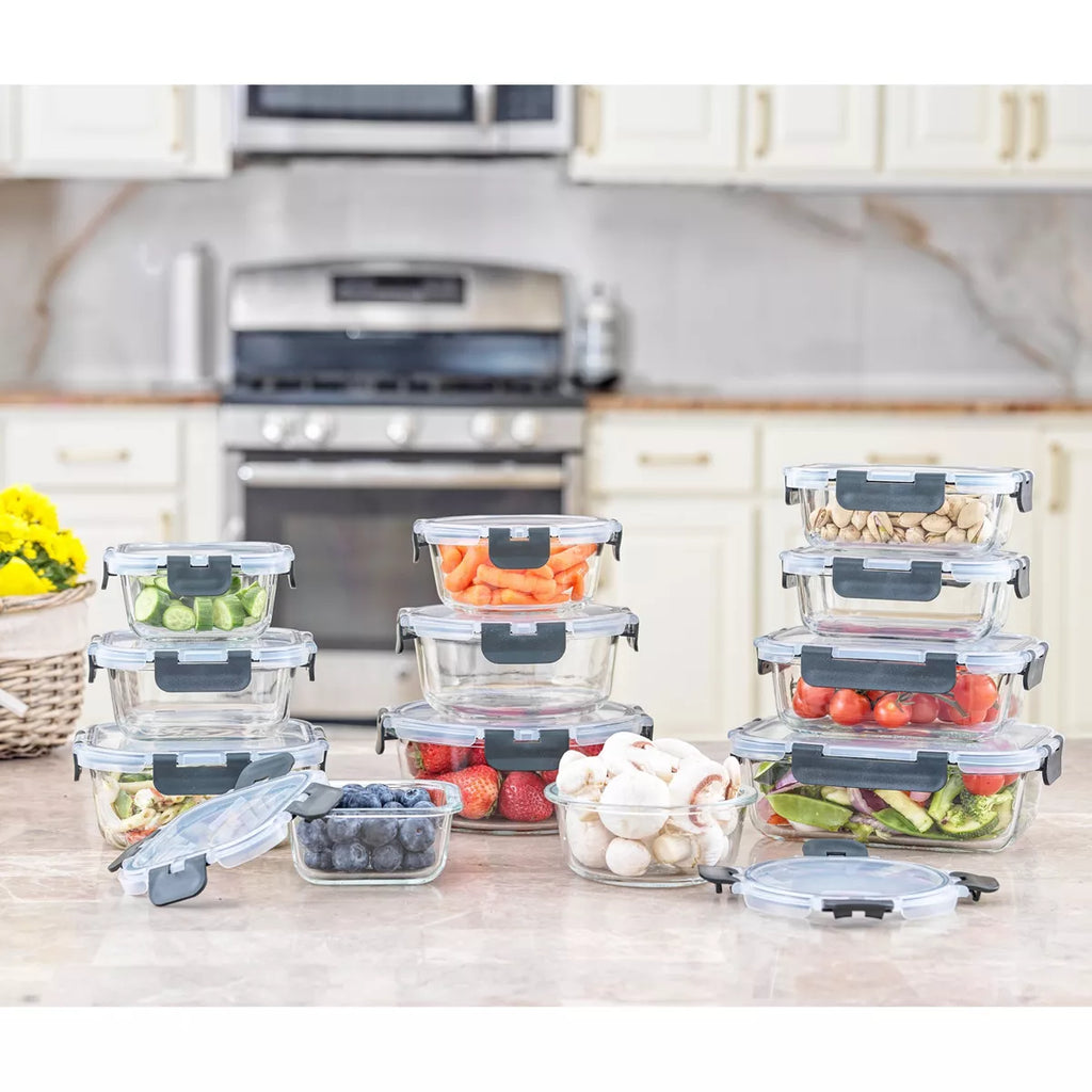 Joyful by Joyjolt 24 Piece Glass Storage Containers with Leakproof Lids Set
