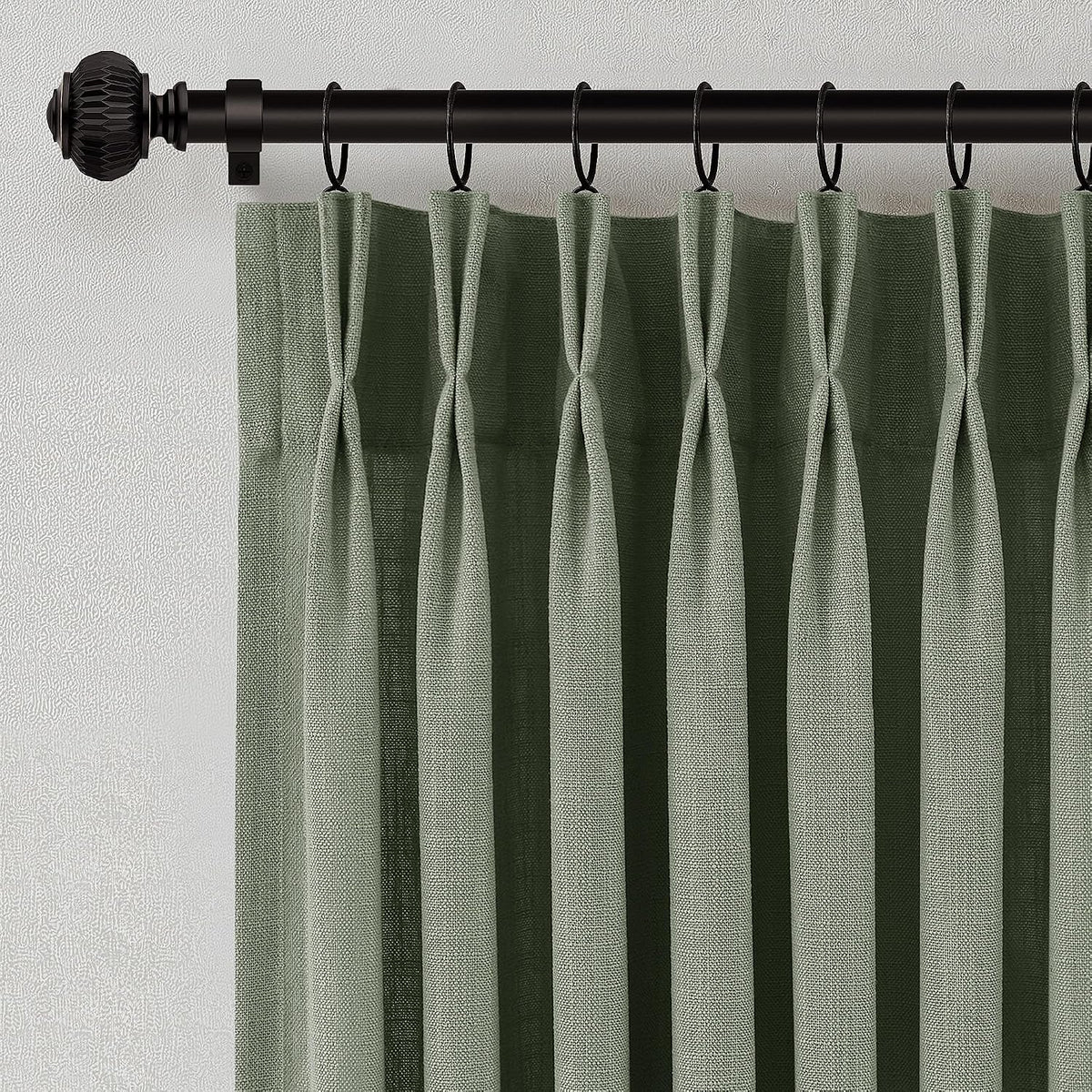 Pinch Pleated Linen Curtains 90 Inches Long Semi Sheer 2 Panels Natural