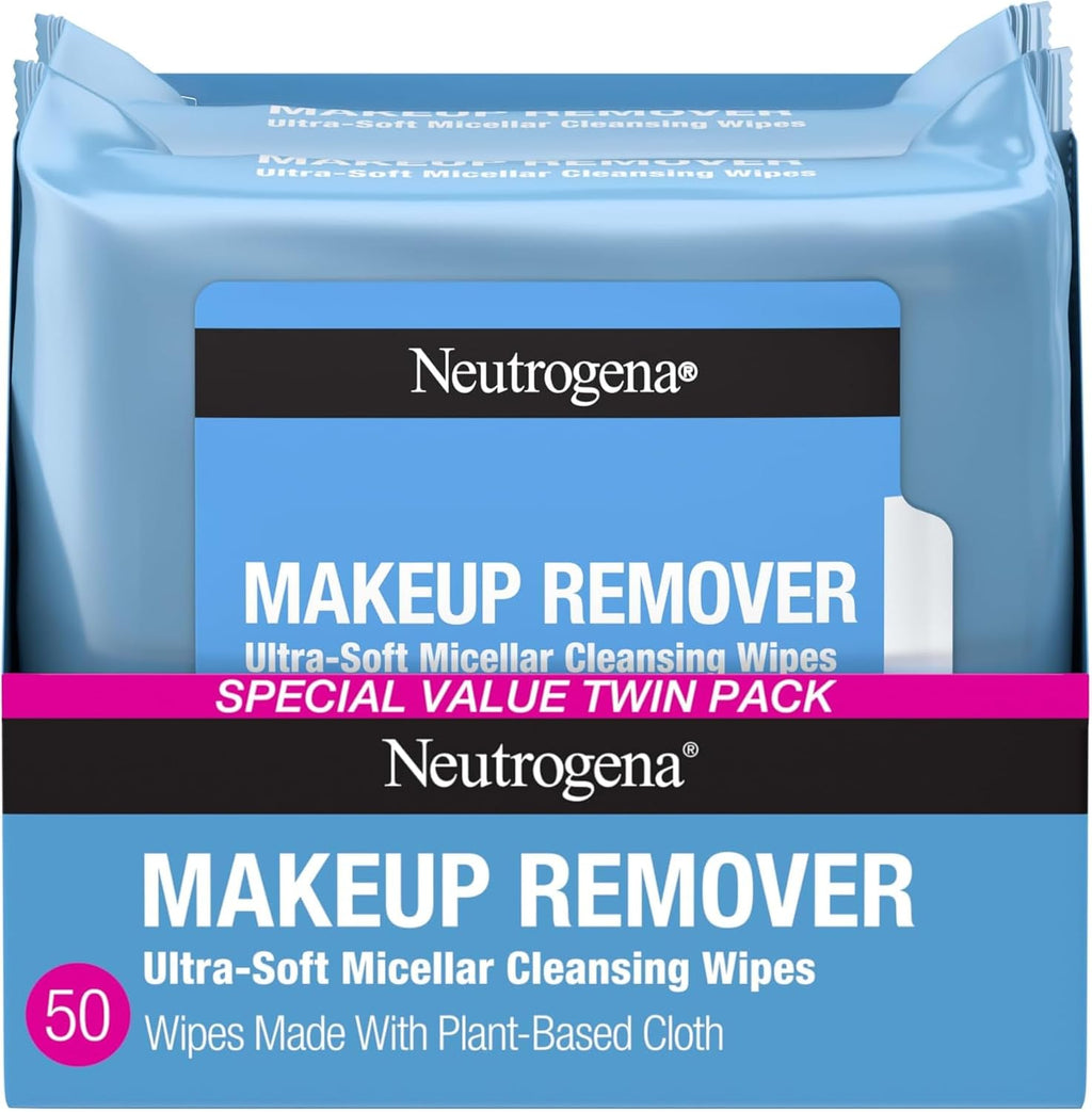 Makeup Remover Micellar Wipes, 2 Pack of 25 Ct
