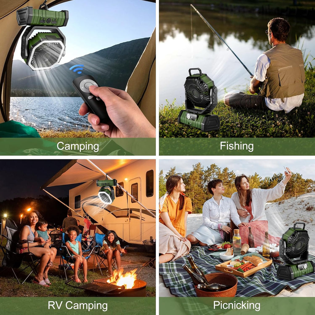 30000Mah Camping Fan with LED Lantern, Rechargeable Battery Fan