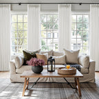 Pinch Pleated Linen Curtains 90 Inches Long Semi Sheer 2 Panels Natural
