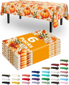 Thanksgiving Tablecloths 6 Pack, 54 X 108 Inch, Pumpkin Harvest