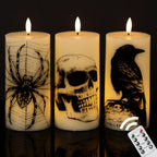Pumpkin Halloween Flameless Candles Battery Operated with Timer