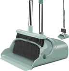 Upgrade Broom and Dustpan Set, Self-Cleaning with Dustpan Teeth, Indoor&Outdoor Sweeping, Ideal for Dog Cat Pets Home Use, Stand up Broom and Dustpan (Gray&Orange)