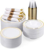 350 Piece Black Gold Dinnerware Set for 50 Guests