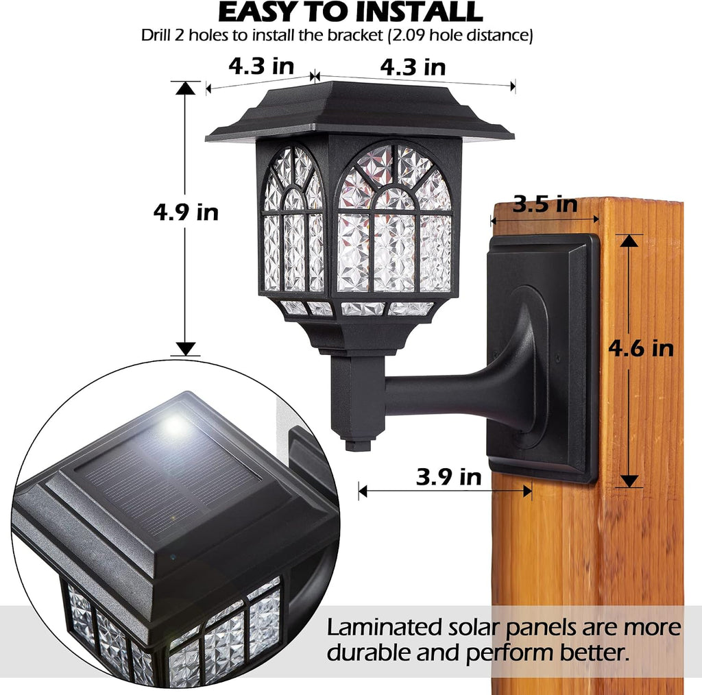 Illuminate Your Outdoors with Solar Fence Lights - 2 Pack of Waterproof LED Lanterns for Garden, Patio, and Yard