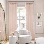 Pinch Pleated Linen Curtains 90 Inches Long Semi Sheer 2 Panels Natural