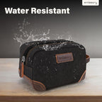 Men'S Canvas Travel Toiletry Bag, PU Leather Dopp Kit - Black