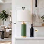 25'' Ceramic Table Lamps Set of 2 for Bedroom Living Room Green