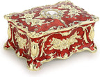 Hipiw Vintage Metal Jewelry Box Organizer for Women, 4.9"X3.4"X2.7"