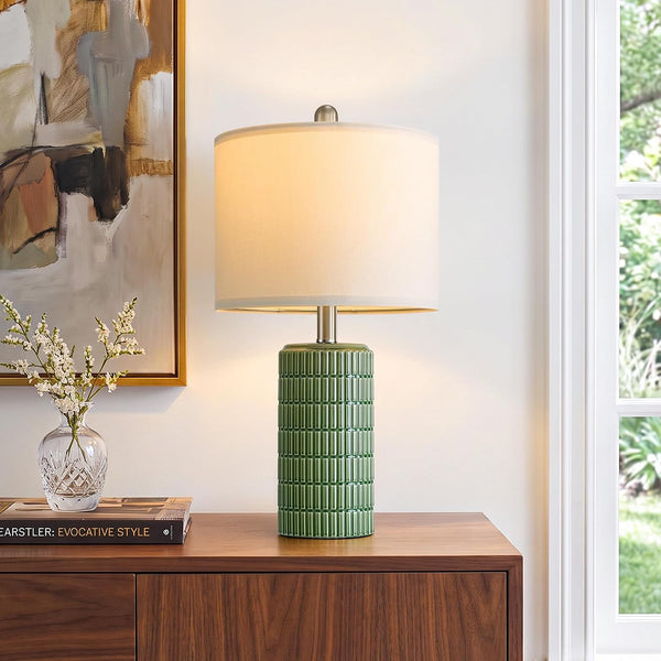 21'' Green Table Lamp with Gift Box, Small for Bedroom, Modern Design