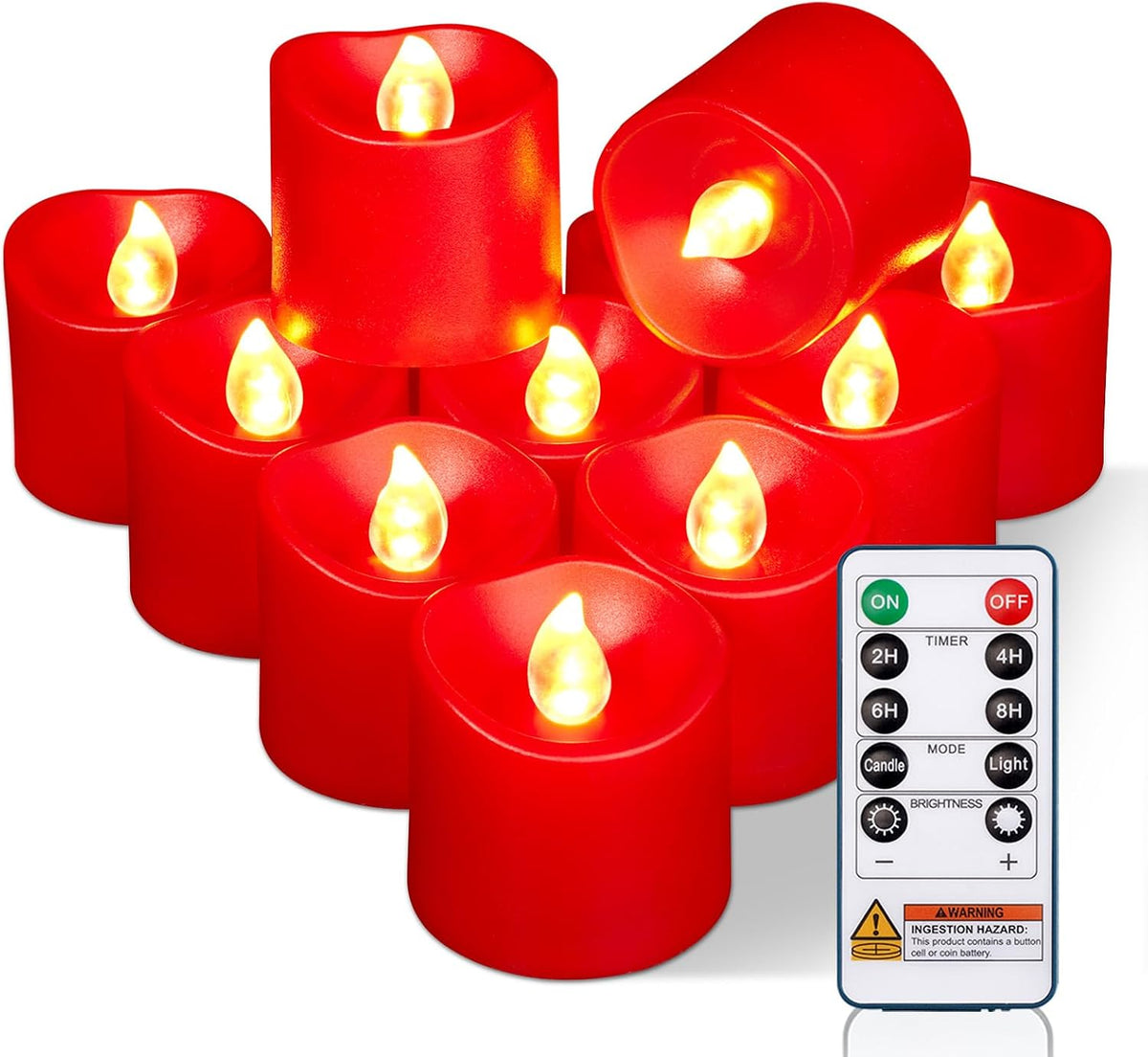 Black Flameless LED Votive Tealight Candles & Timer Remote, 12Pack