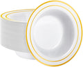 50 Pack Plastic Bowls with Gold Rim