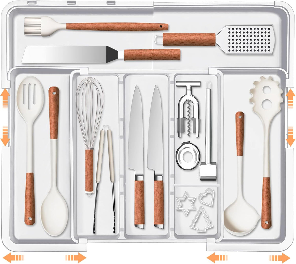 Large Kitchen Utensil Drawer Organizer Expandable Silverware Tray
