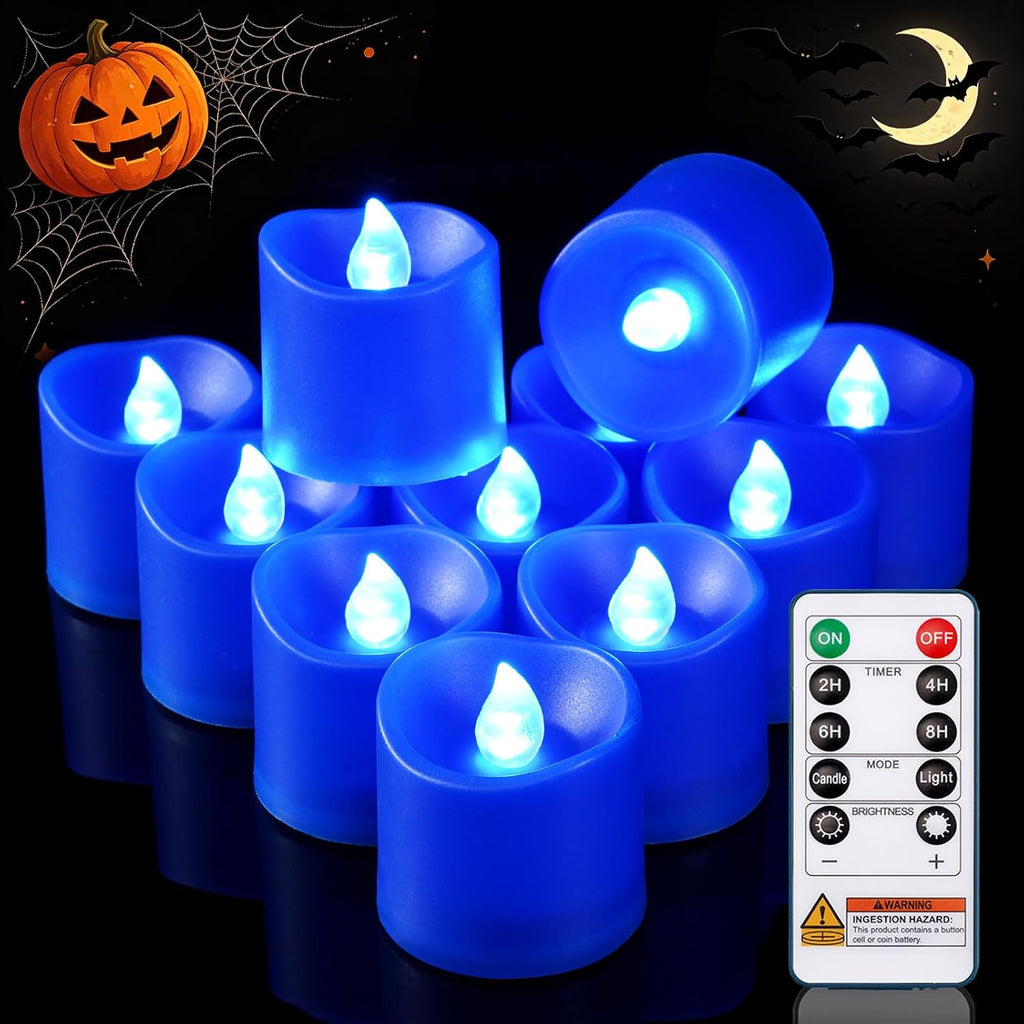 Black Flameless LED Votive Tealight Candles & Timer Remote, 12Pack