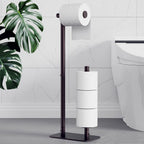 Toilet Paper Holder Stand, Bathroom Storage, Medium, Black