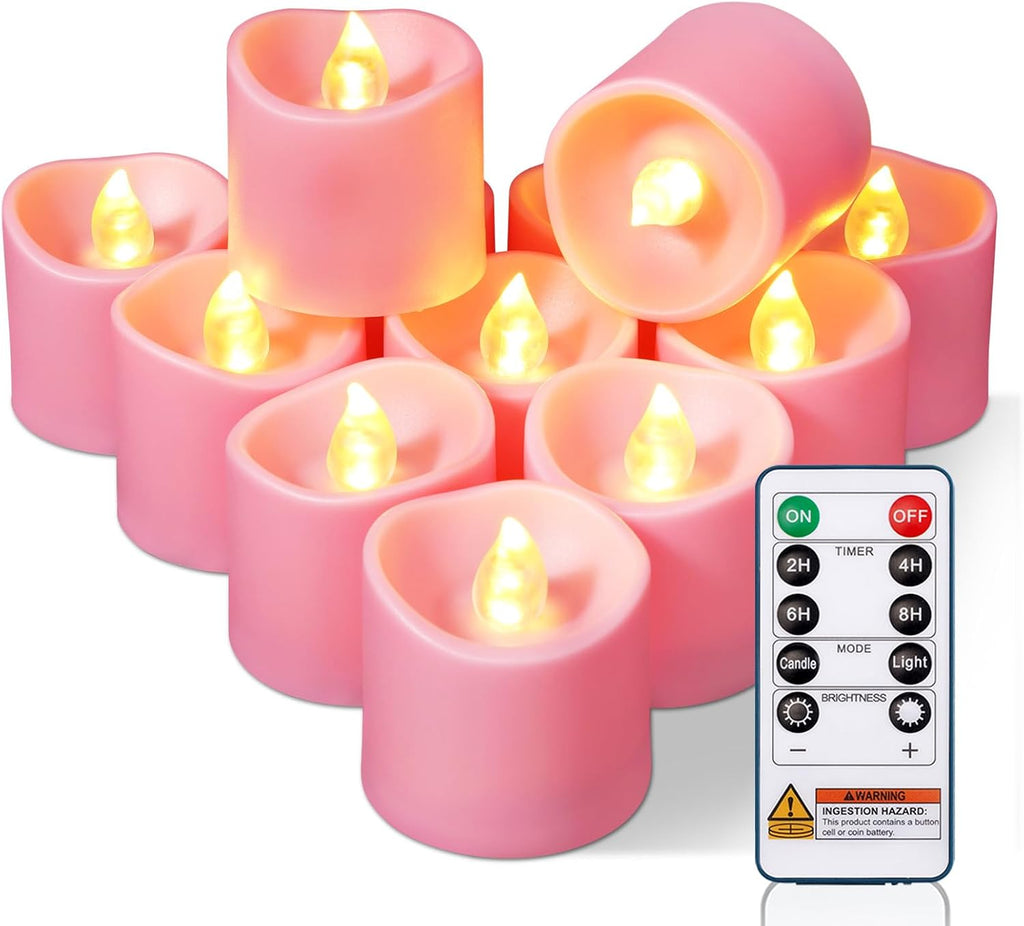 Black Flameless LED Votive Tealight Candles & Timer Remote, 12Pack