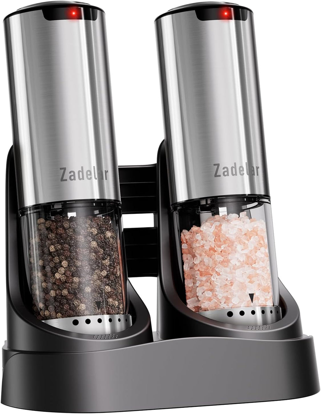 Electric Rechargeable Salt and Pepper Grinder Set,Automatic Pepper Mill Grinder with USB C Charging Dock,Upgraded 95Ml Large Capacity,Adjustable Coarseness,Led Light,High-End Black
