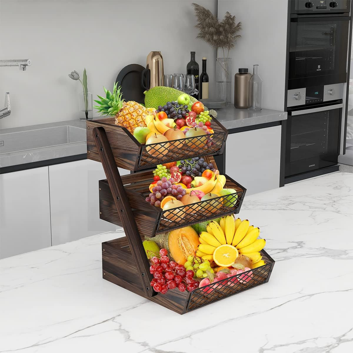 Fruit Basket for Kitchen Counter Organizer,Fruit Bowl Stand Storage