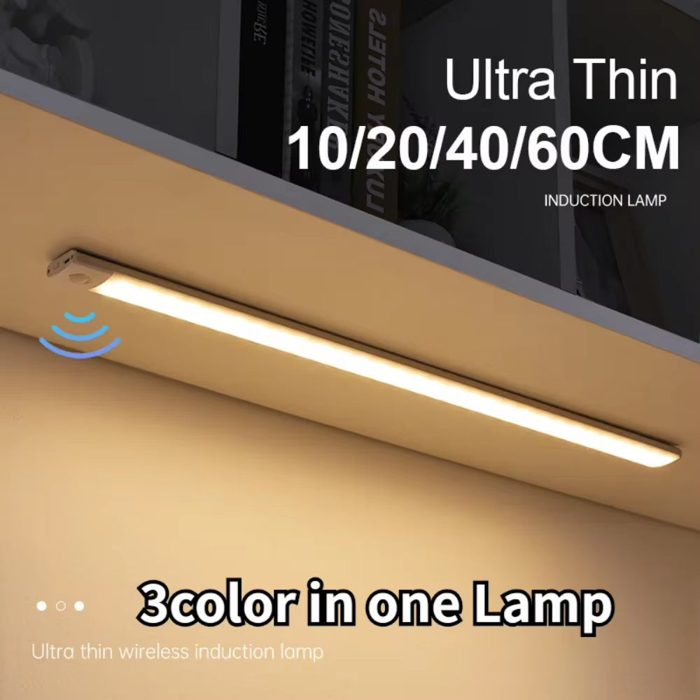 Motion Sensor Night Light USB Rechargeable Wireless Lamp under Cabinet Led Lights for Kitchen Cabinet Bedroom Wardrobe Lighting