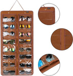Sunglasses Organizer Storage, Hanging Dust Proof Wall Pocket Glasses Organizer - 16 Felt Slots Sunglass Organizers Holder with Metal Hook and Sturdy Rope (Brown, Dust Proof)