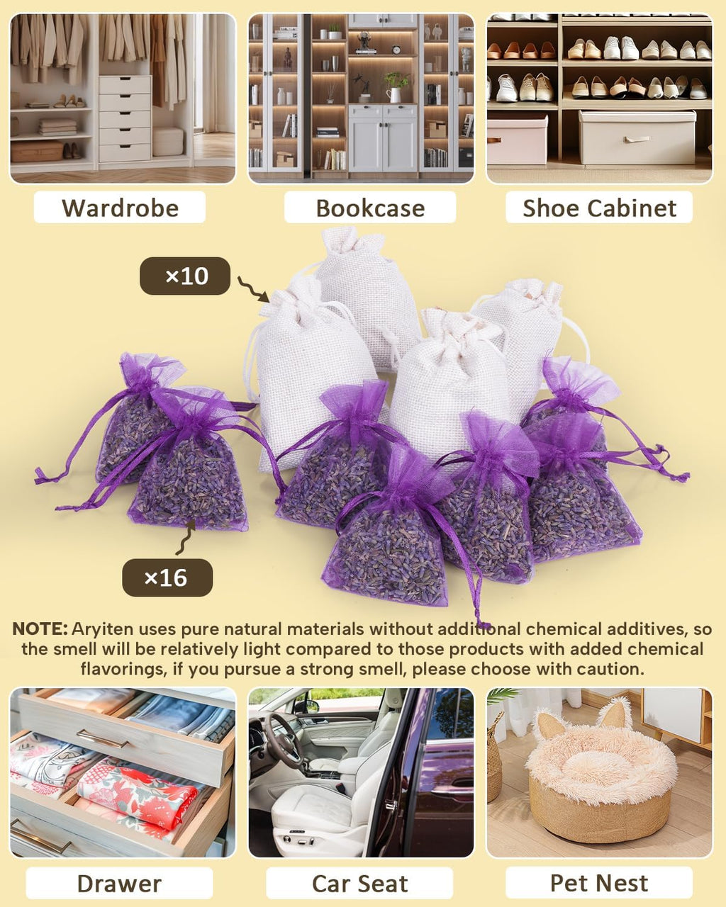 26 Cedar & Lavender Sachets for Closet, Clothes Storage