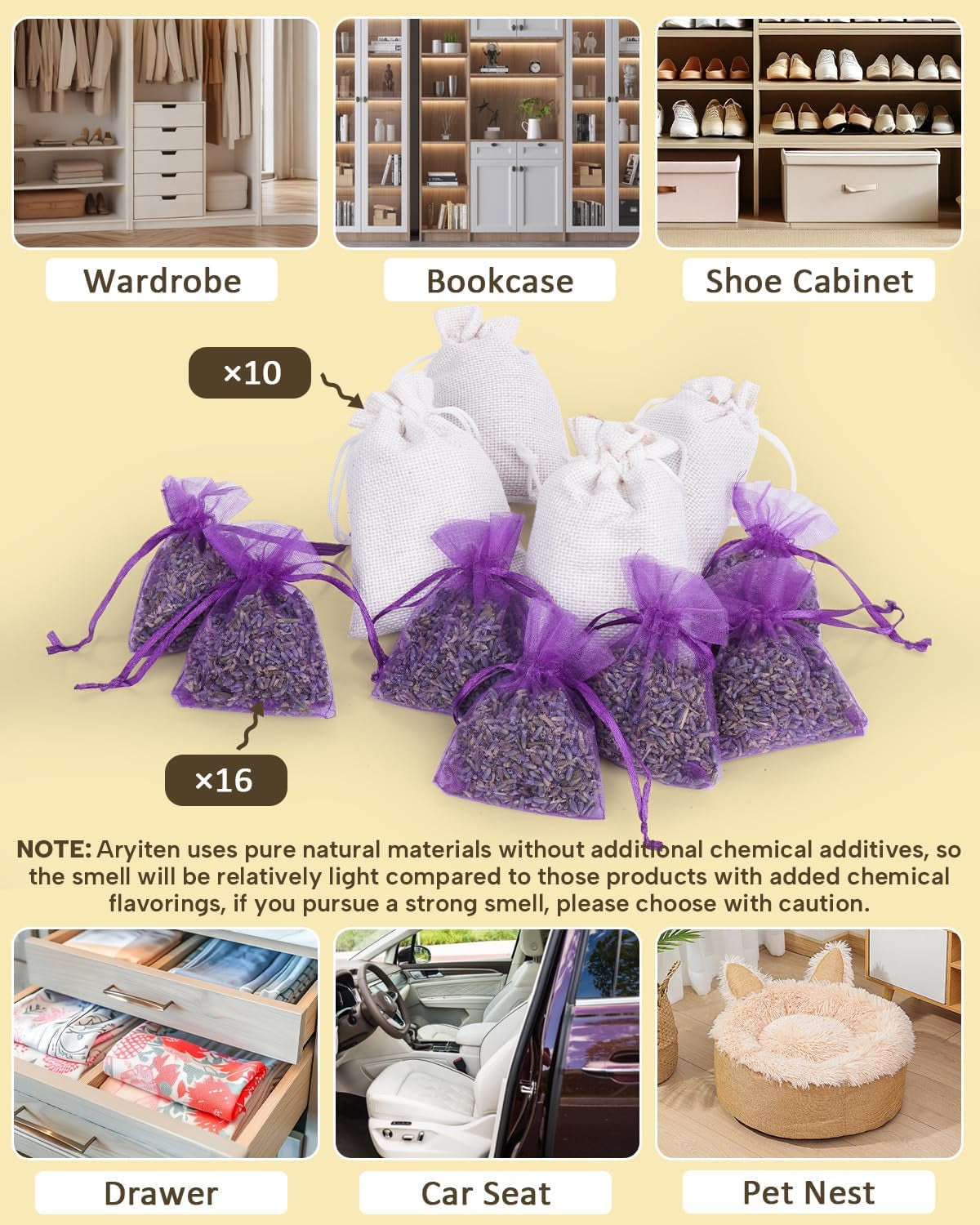 26 Cedar & Lavender Sachets for Closet, Clothes Storage