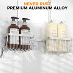 Adjustable Aluminum Shower Caddy Hanging for Handheld Showerhead, Silver